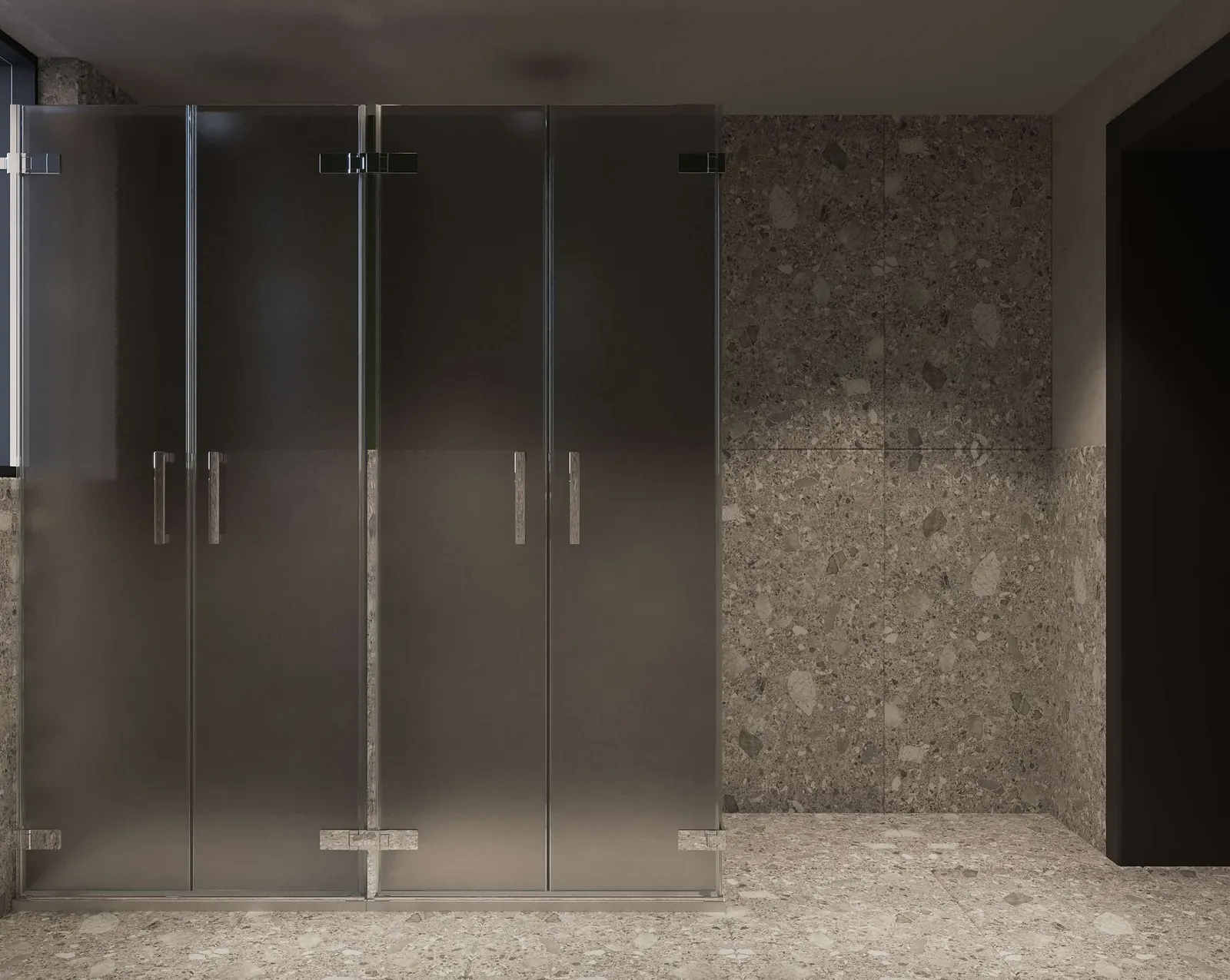 Frosted glass shower cabins